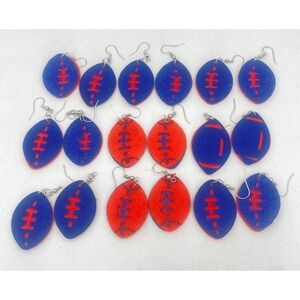 Lot of handmade Felt Football shaped Earrings, Blue and Orange Football Earrings
